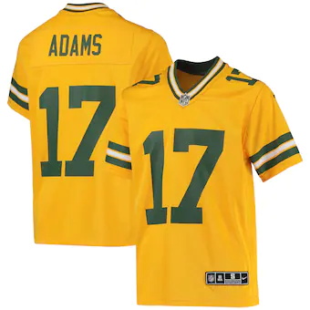 youth nike davante adams gold green bay packers inverted te